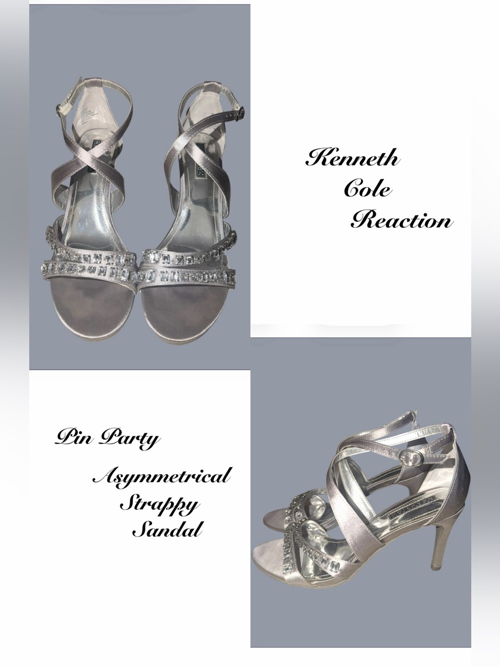 Kenneth Cole Reaction Metallic Silver Crystal-Strap Heels